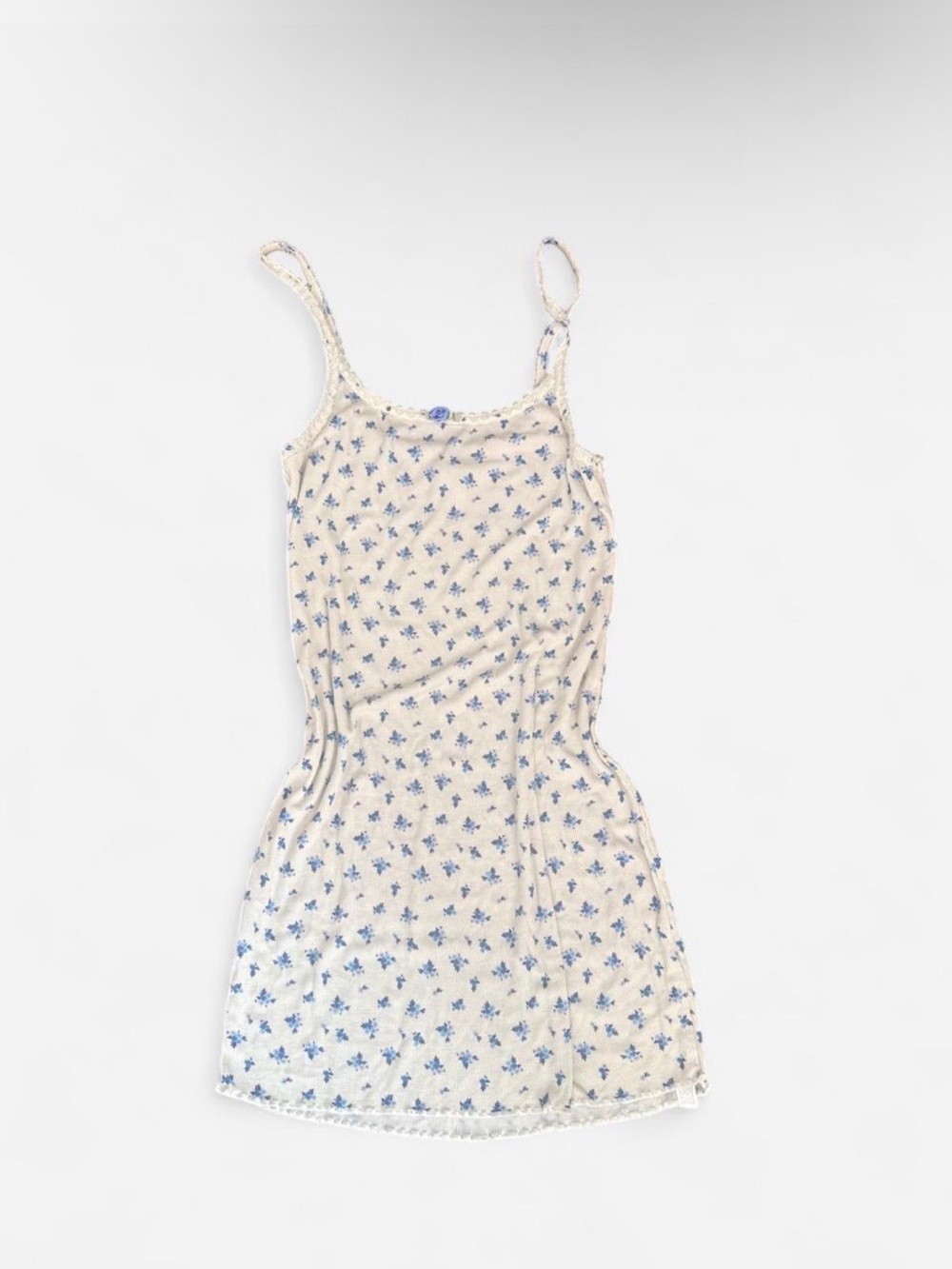Urban Outfitters Cream Tank Dress with Blue Floral Accents